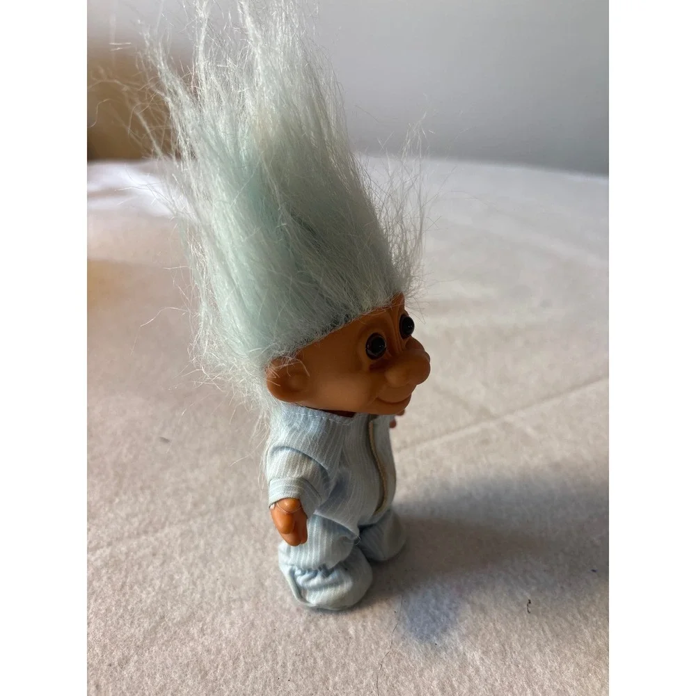 Vintage Troll Doll Blue Pajamas Big Hair Collectible‎ Toy